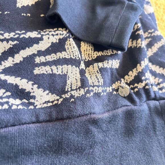 DENIM & SUPPLY Ralph Lauren Womens M Blue Cream Aztec Bohemian Sweatshirt Cotton - Picture 2 of 6